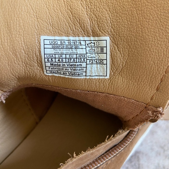 UGG Olive Sneakers in Brown Shearling Trim with Side Zip Size 6.5 - Picture 12 of 14